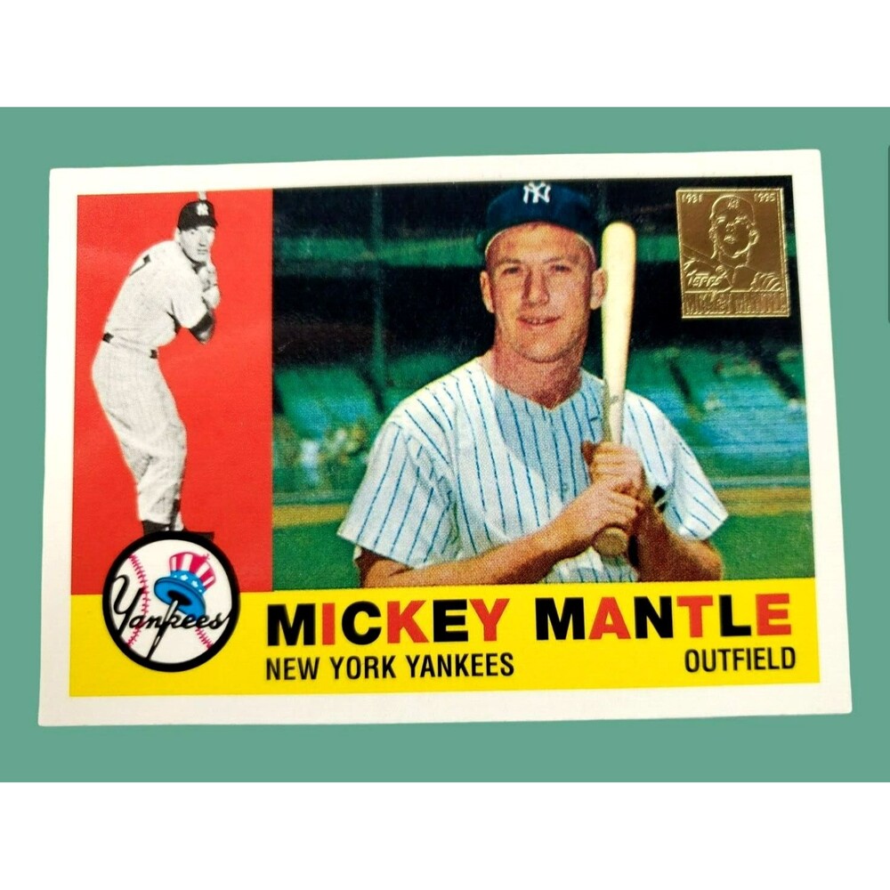 1996 Topps MICKEY MANTLE COMMEMORATIVE Reprint MLB Card #350 Set #10/19  YANKEES